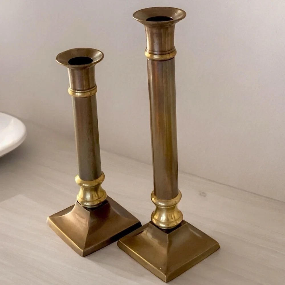 Vintage CENTURY Solid Brass Handmade Set Candle Holders Sizes 12” & 16”